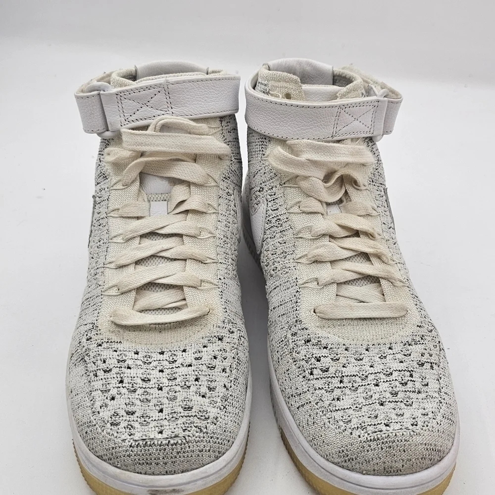 Nike Womens Air Force 1 AF1 Flyknit RARE MID White Ivory Grey Shoes Size 10